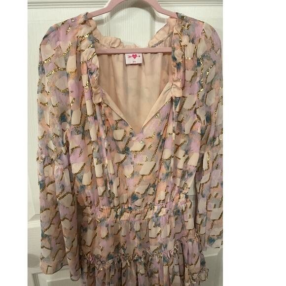 Buddy Love Zozo Magical Elastic Waist Pastel Metallic Tones Dress, M - Picture 4 of 15